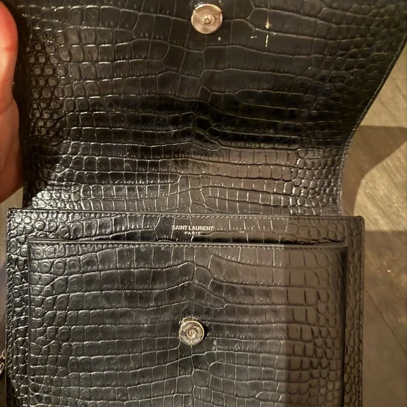 Yves Saint Laurent Black Croc-Embossed Leather Bag - Picture 4 of 4